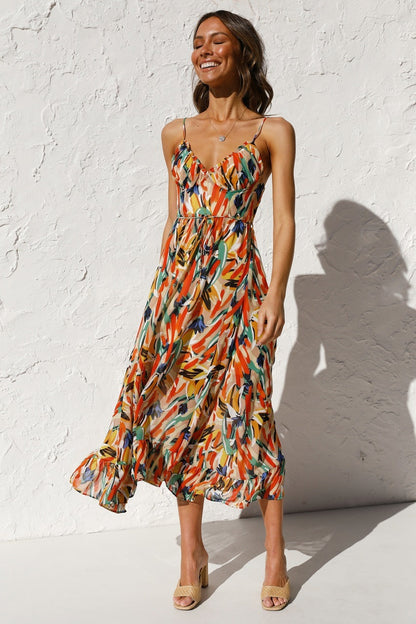 Ärmelloses Rüschenkleid von BerlinGlamour mit Druck