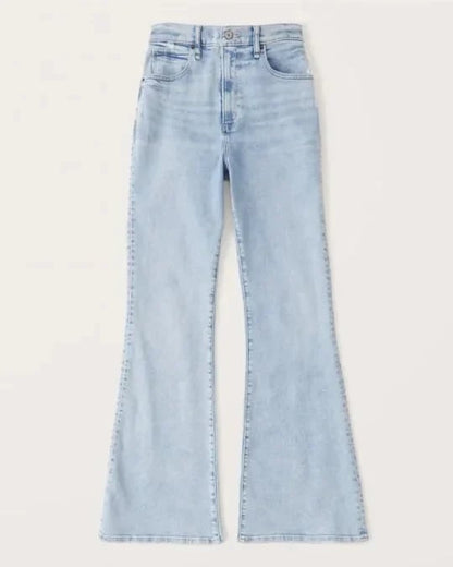 Hohe Frauenjeans Flared Stilvoll Trendy