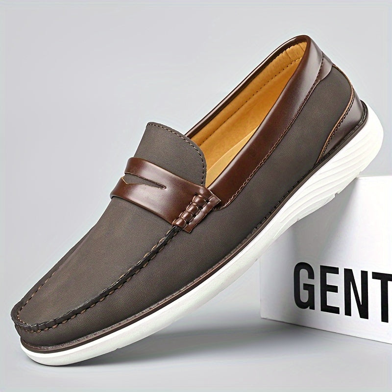 Elegante Herren Loafers Leder Schwarz Modern