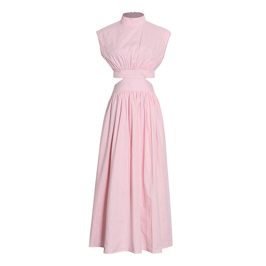 BerlinGlamour ärmelloses Kleid mit Stehkragen