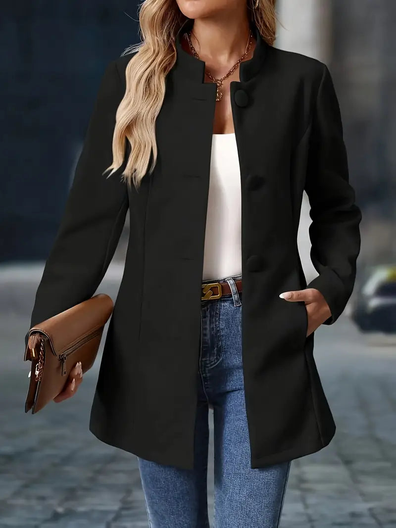 Damen Wintermantel Knöpfe Lang Modern