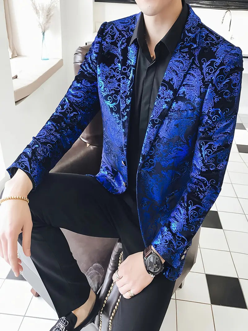 Herrenblazer Barock Muster Elegant Schwarz - BerlinGlamour