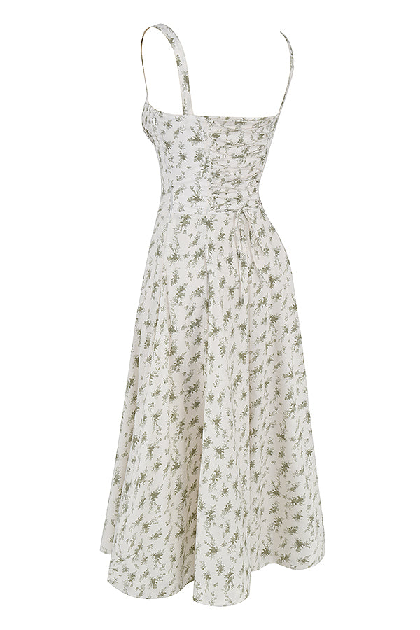 Pastellgrünes Midikleid Taillenformendes Sommerkleid