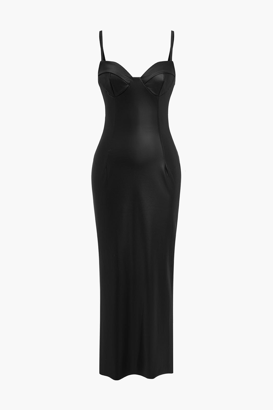 Leder Maxikleid Elegant Verführerisch Damenkleid Schwarz