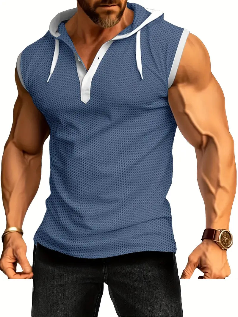 Herren Sportshirt Ärmellos Kapuzenpullover Sportlich - BerlinGlamour