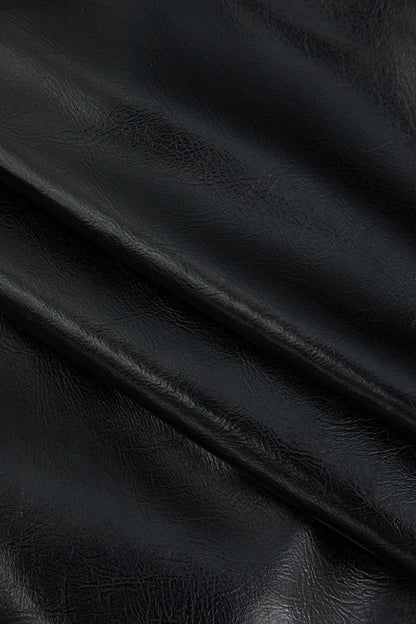 Eleganter Midirock Asymmetrisch Kunstleder Leinen Look