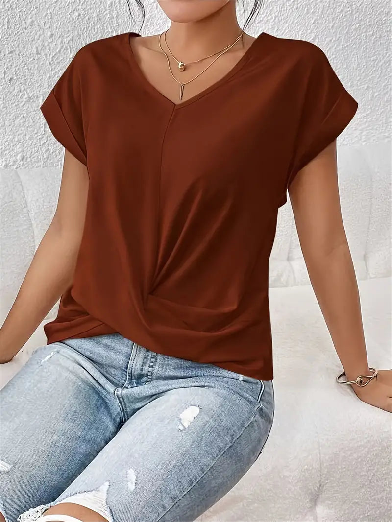 Weibliches V-Ausschnitt-Oberteil Damen Top