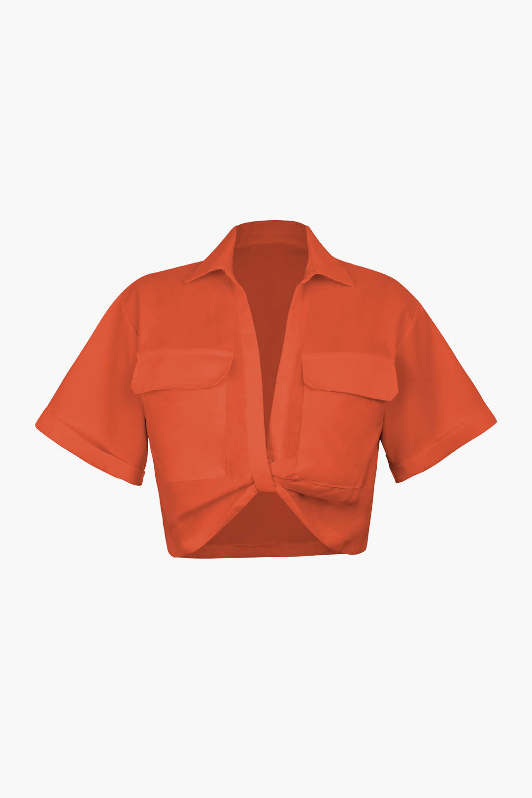 Kurzarmshirt Damen Crop Top mit Kragen Modern