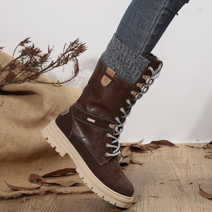 Damen Winterstiefel Elegante Hohe Schnee Stiefel Schwarz