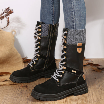 Damen Winterstiefel Elegante Hohe Schnee Stiefel Schwarz
