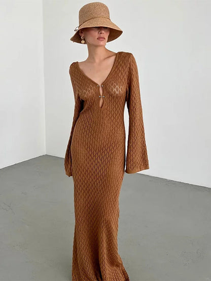 Strandtaugliches Lochmuster-Strickkleid Diana