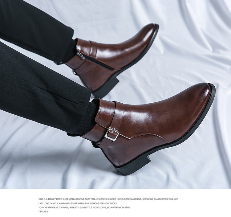 Elegante Leder Herrenstiefel Braun Klassisch