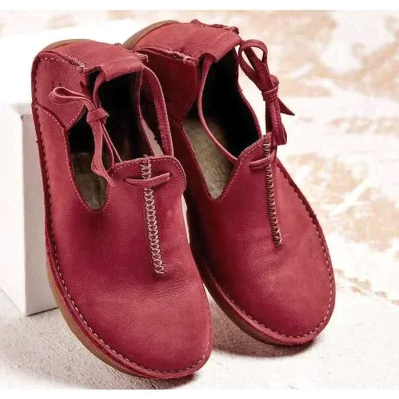 Damen Leder Stiefeletten Herbstschuhe Braun