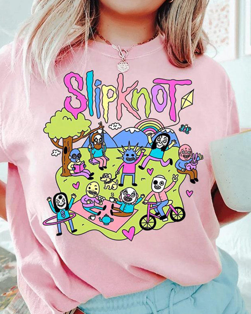 Schwarzes Slipknot Band T-Shirt Männer
