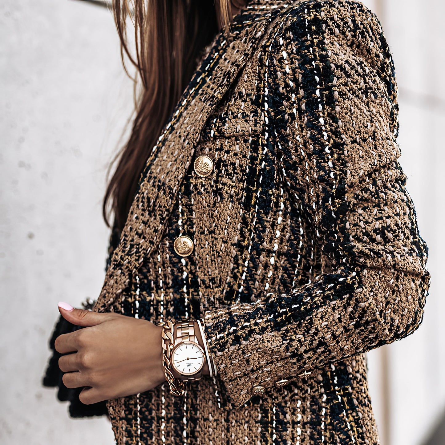 Damen Blazer Tailliert Karo Business