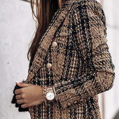 Damen Blazer Tailliert Karo Business