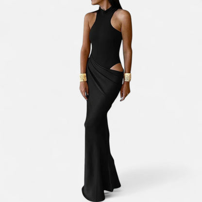 Damen Maxikleid Neckholder Cut Out Sommerkleid