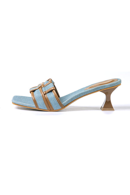 Modische Denim Mules mit Blockabsatz Elegante Schuhe Damen