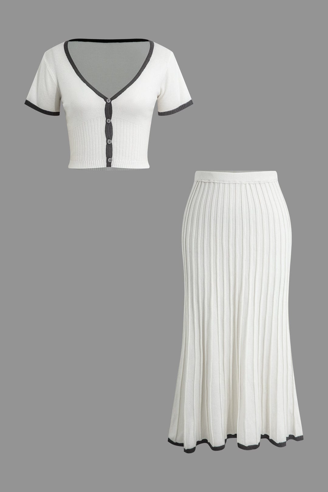 Damen Zweiteiler Set Strick Top und Rock - BerlinGlamour