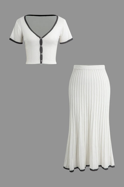 Damen Zweiteiler Set Strick Top und Rock - BerlinGlamour