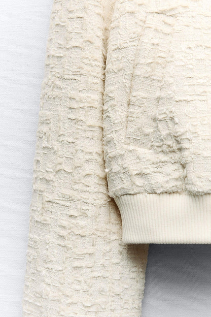 Bouclé-Jacke Kurz mitGoldknöpfen Damen