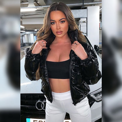 Warme Winterjacke Damen Lint Verzierungen - BerlinGlamour