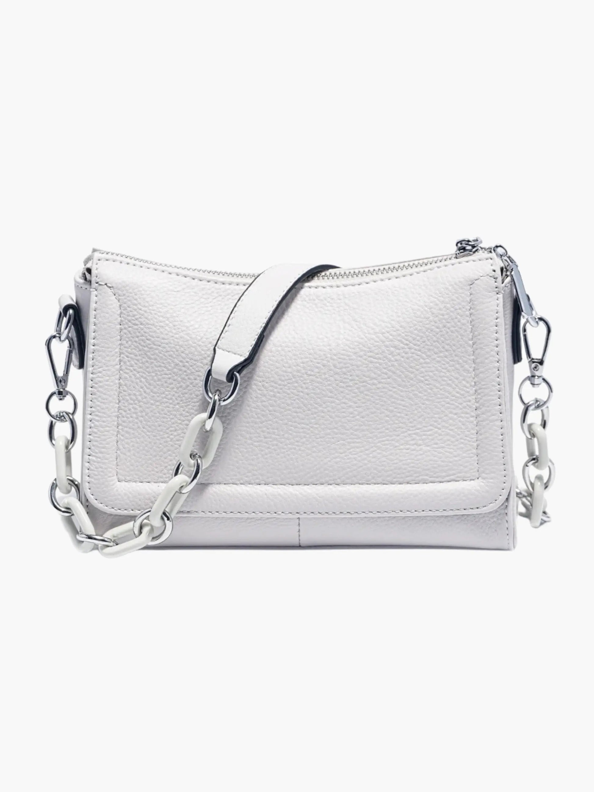 Elegante Lederschultertasche Weiß Damen - BerlinGlamour