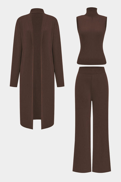 Elegantes Strickset Damen Dreiteilig Modern