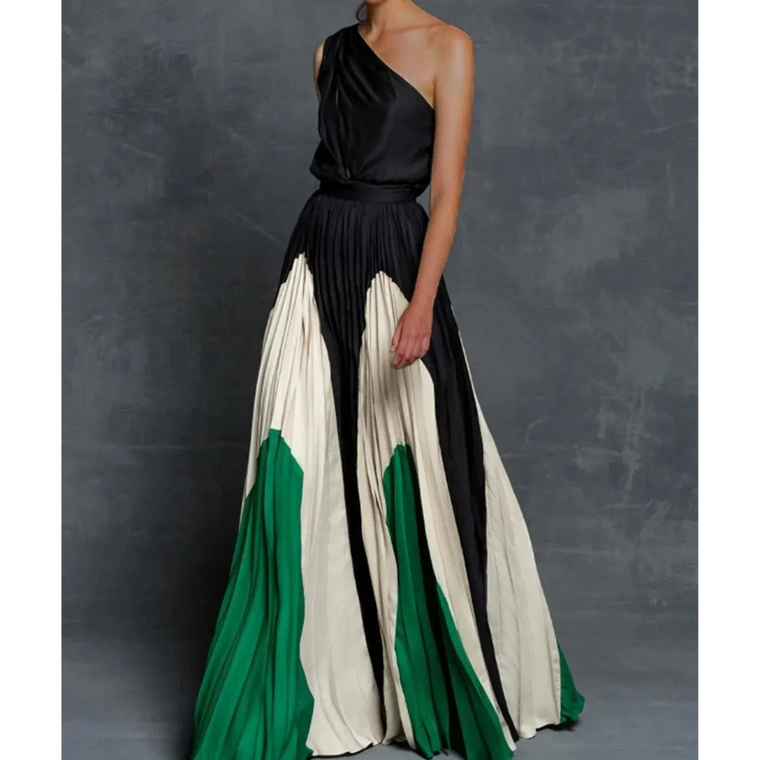 Damen Maxikleid Modern Asymmetrisch Schulter Fließend