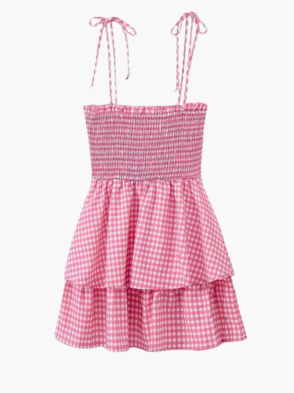 Sommerkleid Rosa Weiß Kariert Damenkleid Elegant