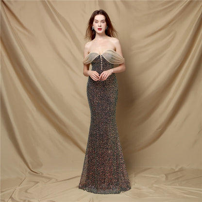 Elegantes Schulterfreies Abendkleid Damen Lang