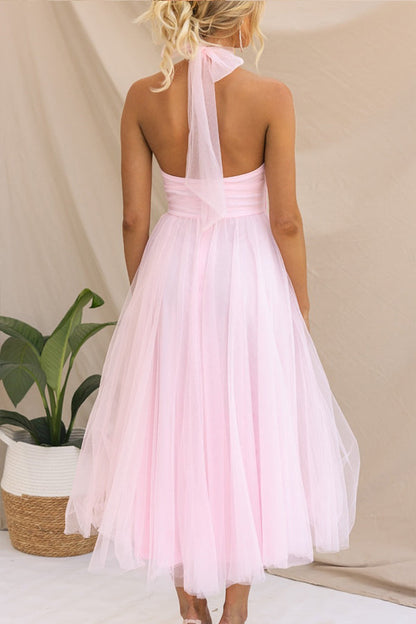 Halterneck Tüllkleid Mit Schleier A-Linie Elegant