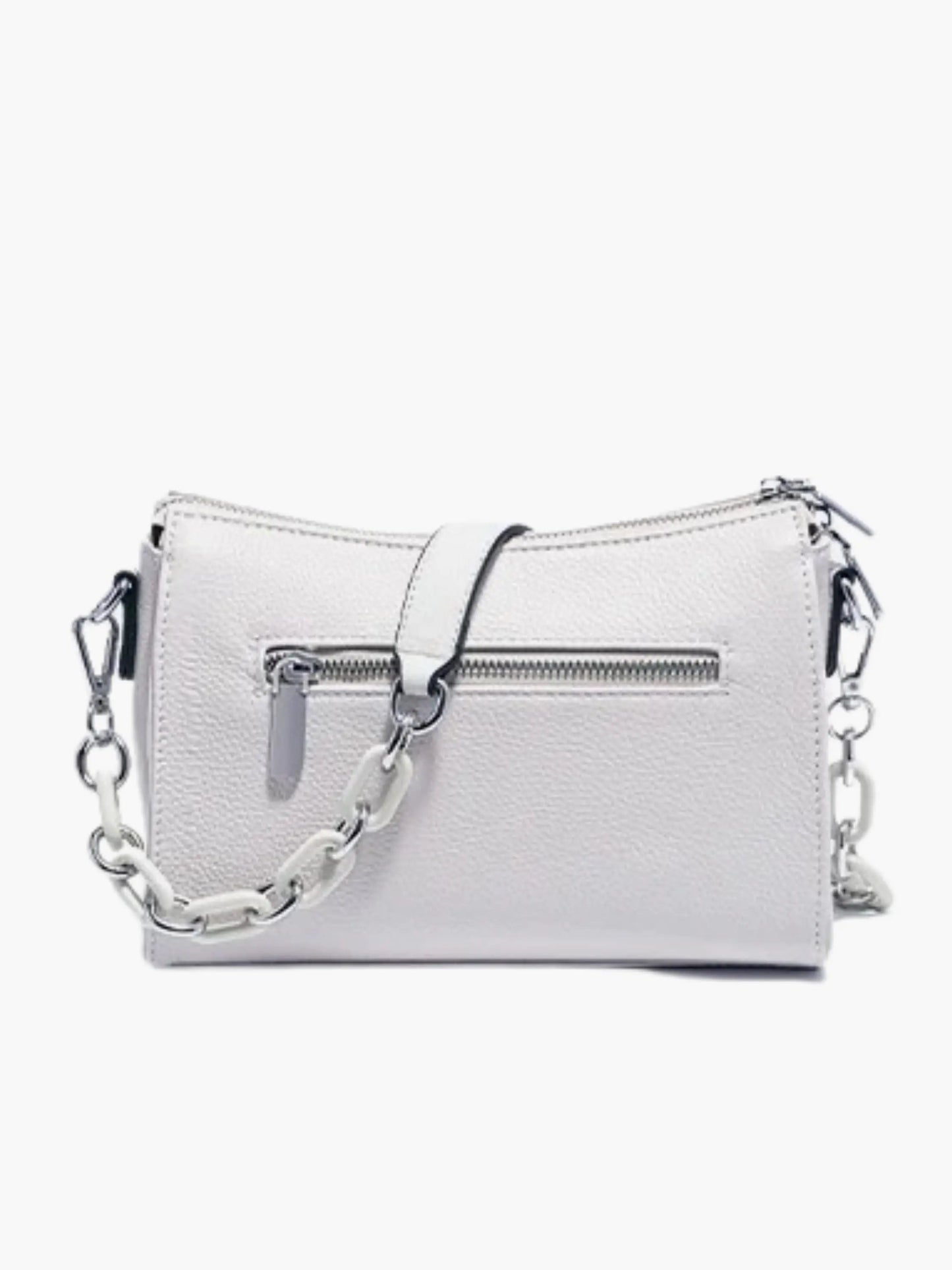 Elegante Lederschultertasche Weiß Damen