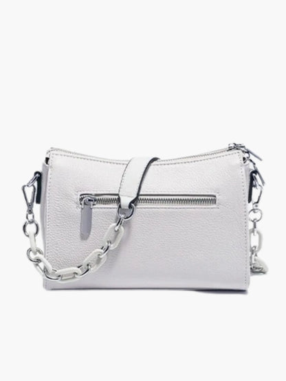 Elegante Lederschultertasche Weiß Damen
