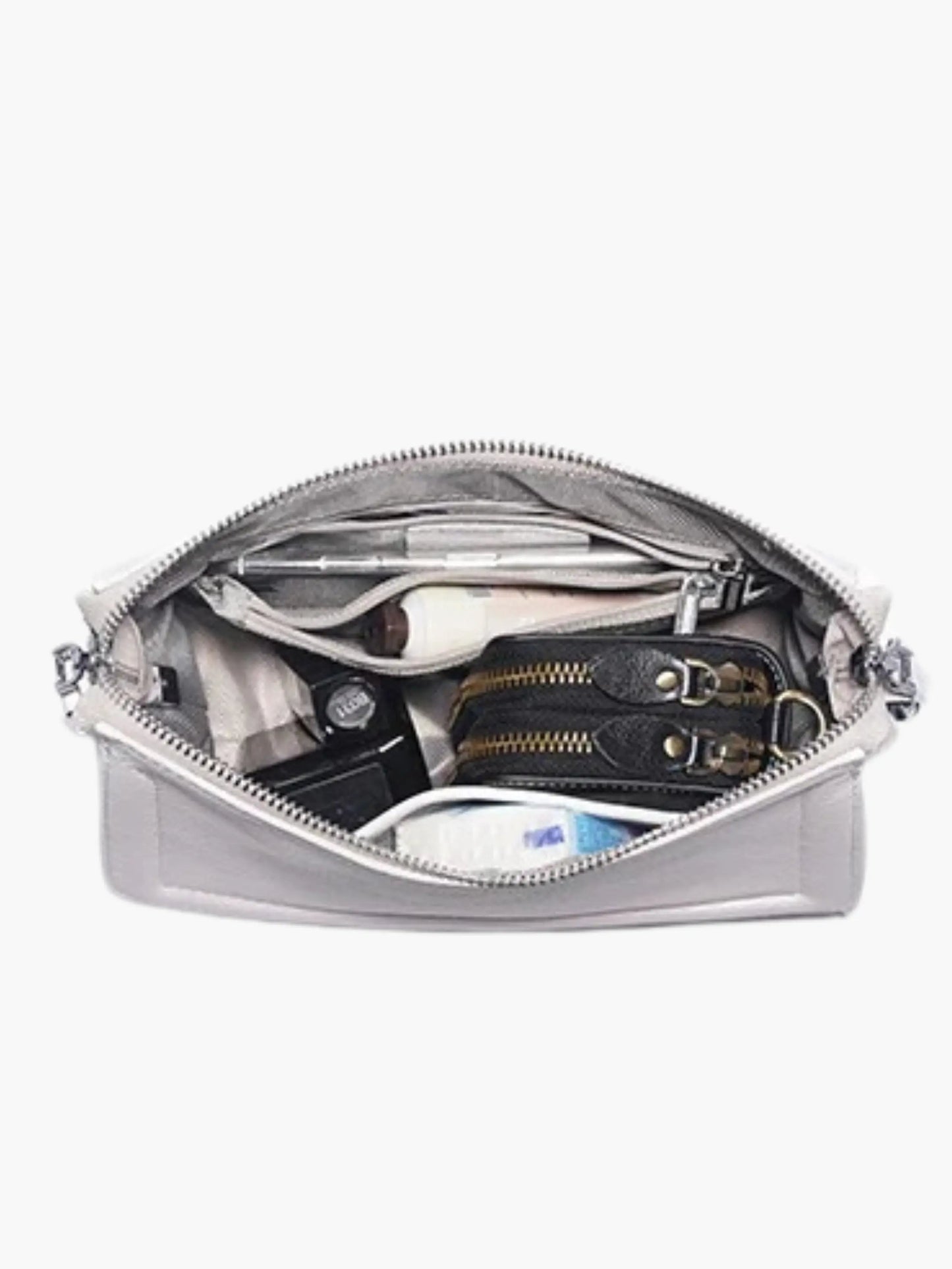 Elegante Lederschultertasche Weiß Damen