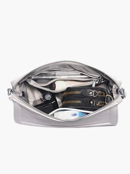 Elegante Lederschultertasche Weiß Damen