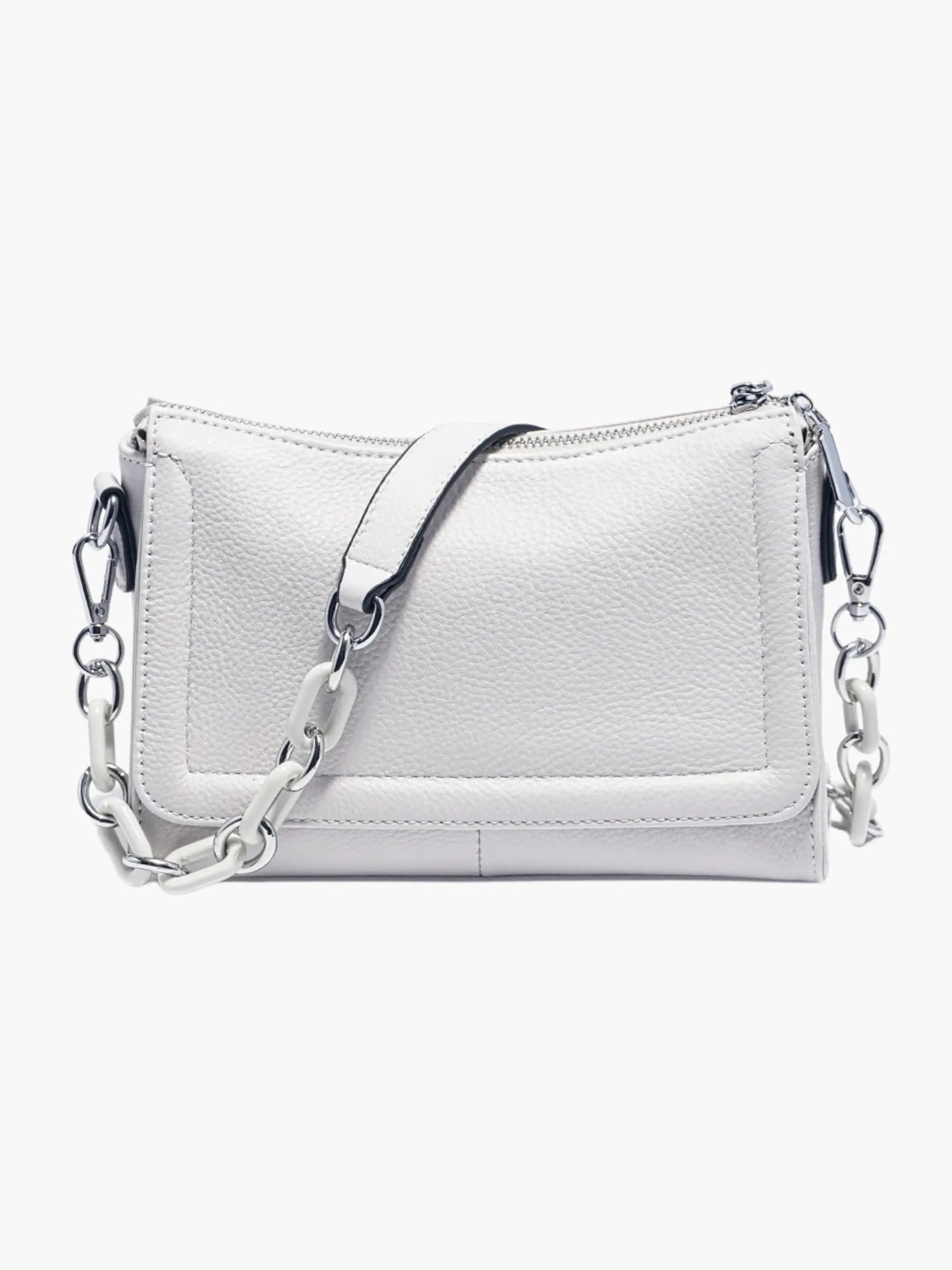 Elegante Lederschultertasche Weiß Damen