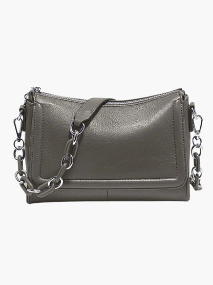 Elegante Lederschultertasche Weiß Damen