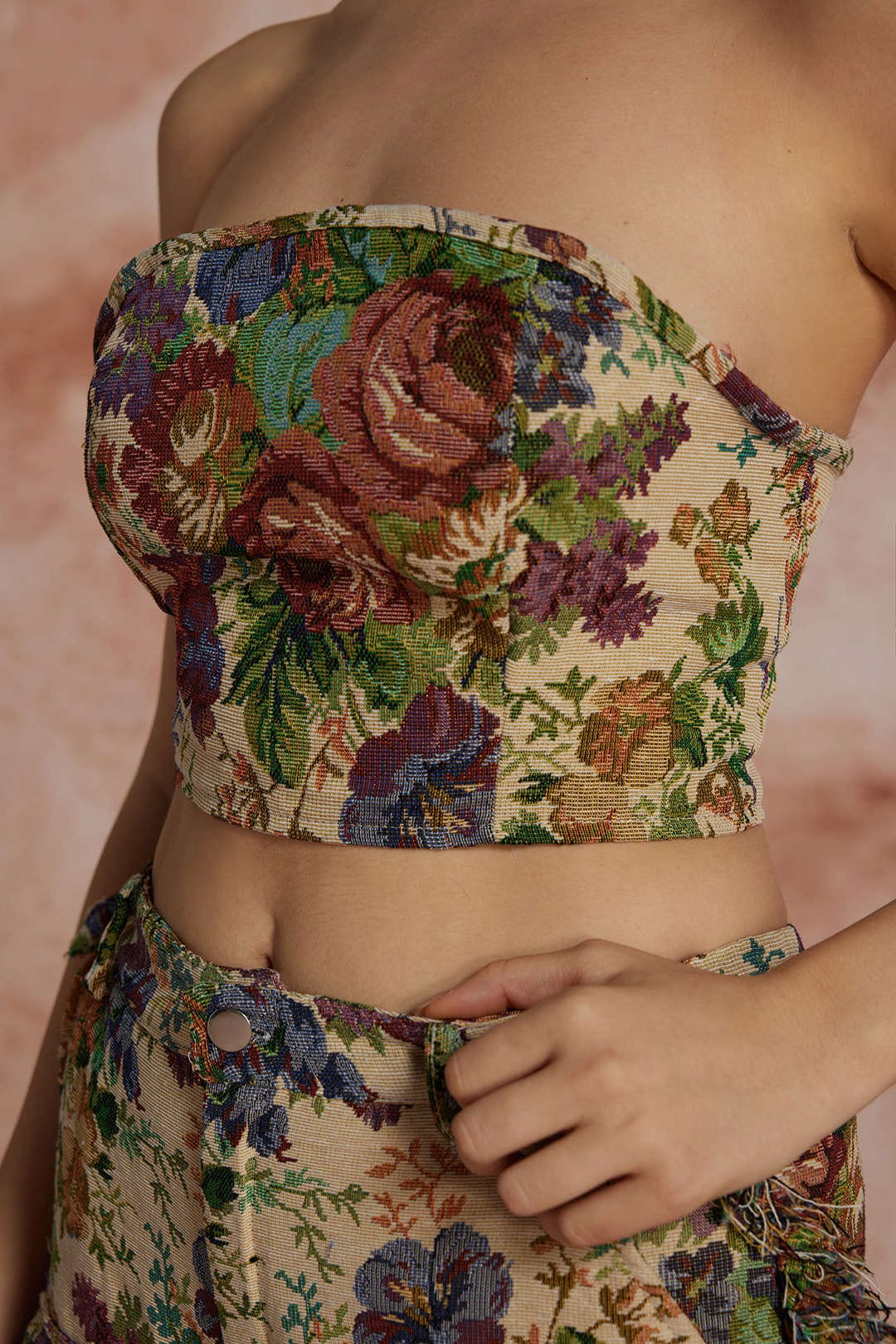 Sexy Zweiteiler Set Bustier mit Cargo Hose Bestickt