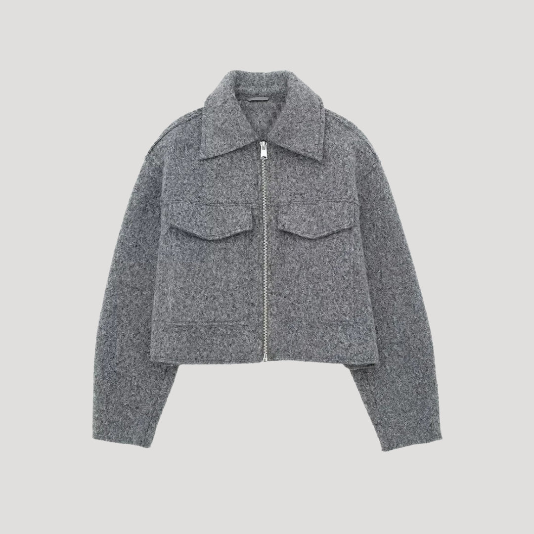 Damen Winterjacke Kurz Reißverschluss Vorne Warm - BerlinGlamour