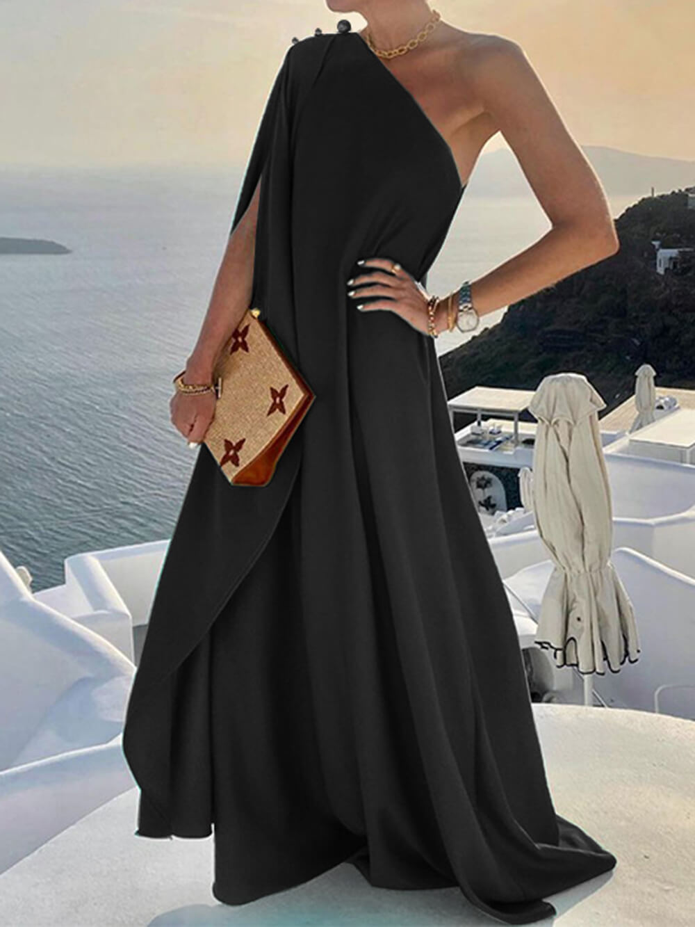 Schulterfreies Maxikleid Damen Lang Elegant