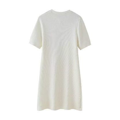 Kurzes Minikleid Damen Knopfleiste Ärmelkleid