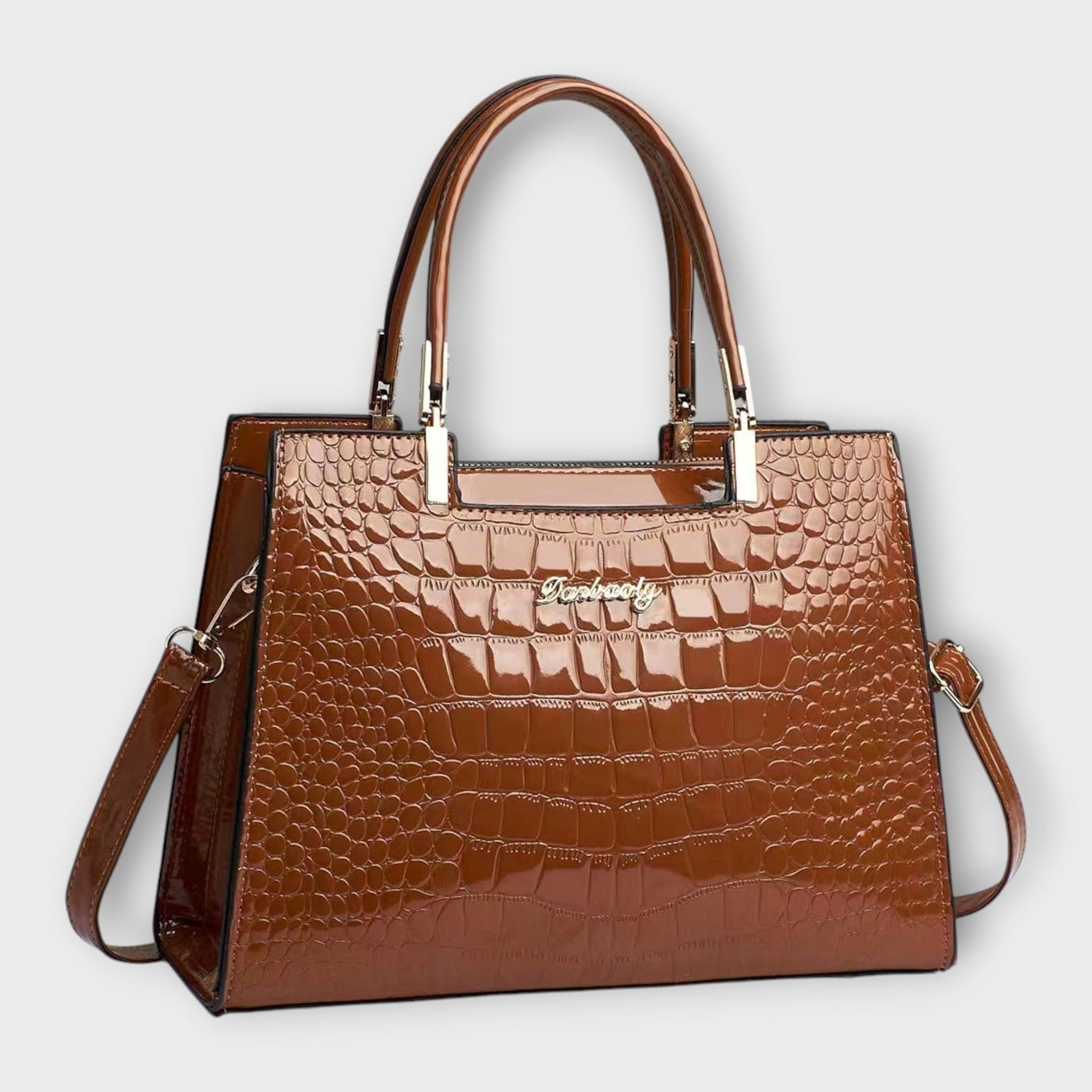 Elegante Damen Handtasche Klassisch Leder Schwarz