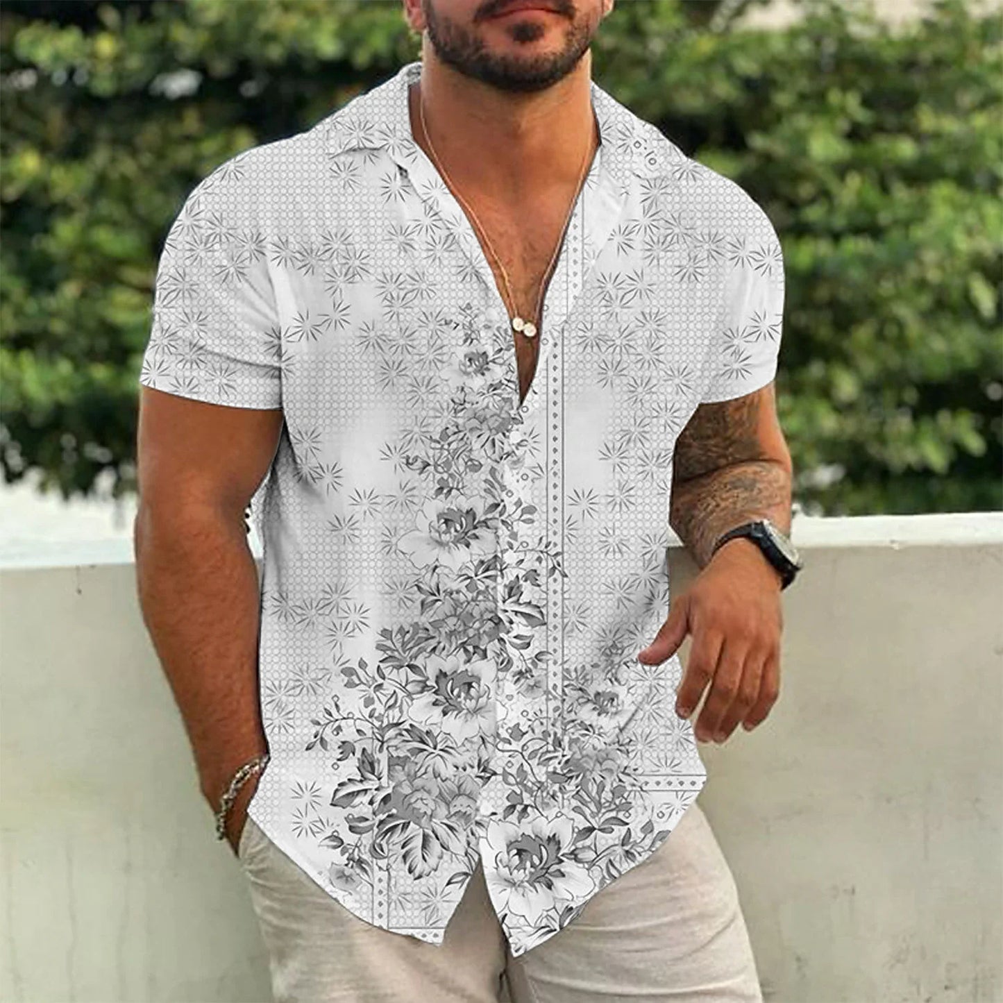 Herren Freizeithemd Modern Stylisch Leger