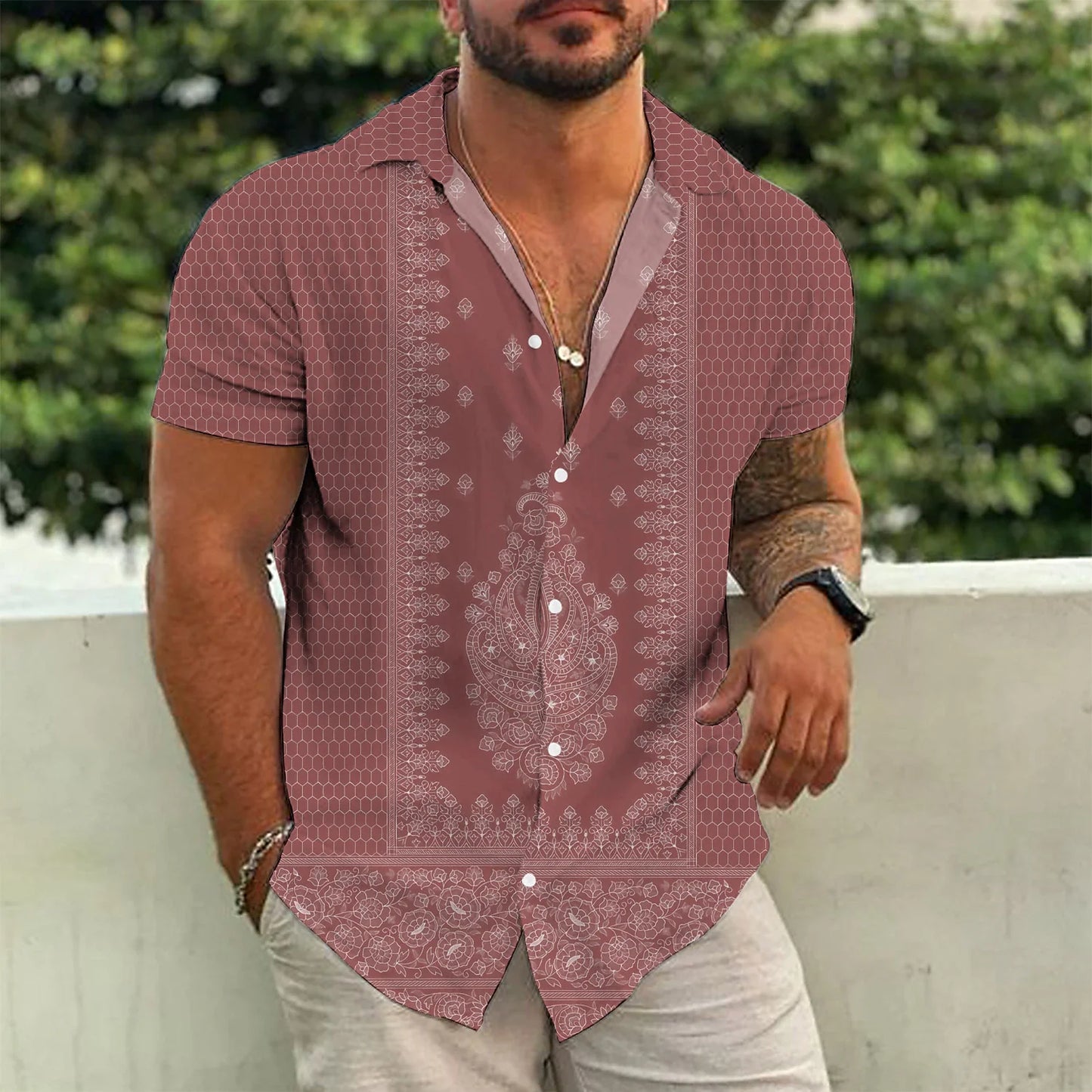 Herren Freizeithemd Modern Stylisch Leger