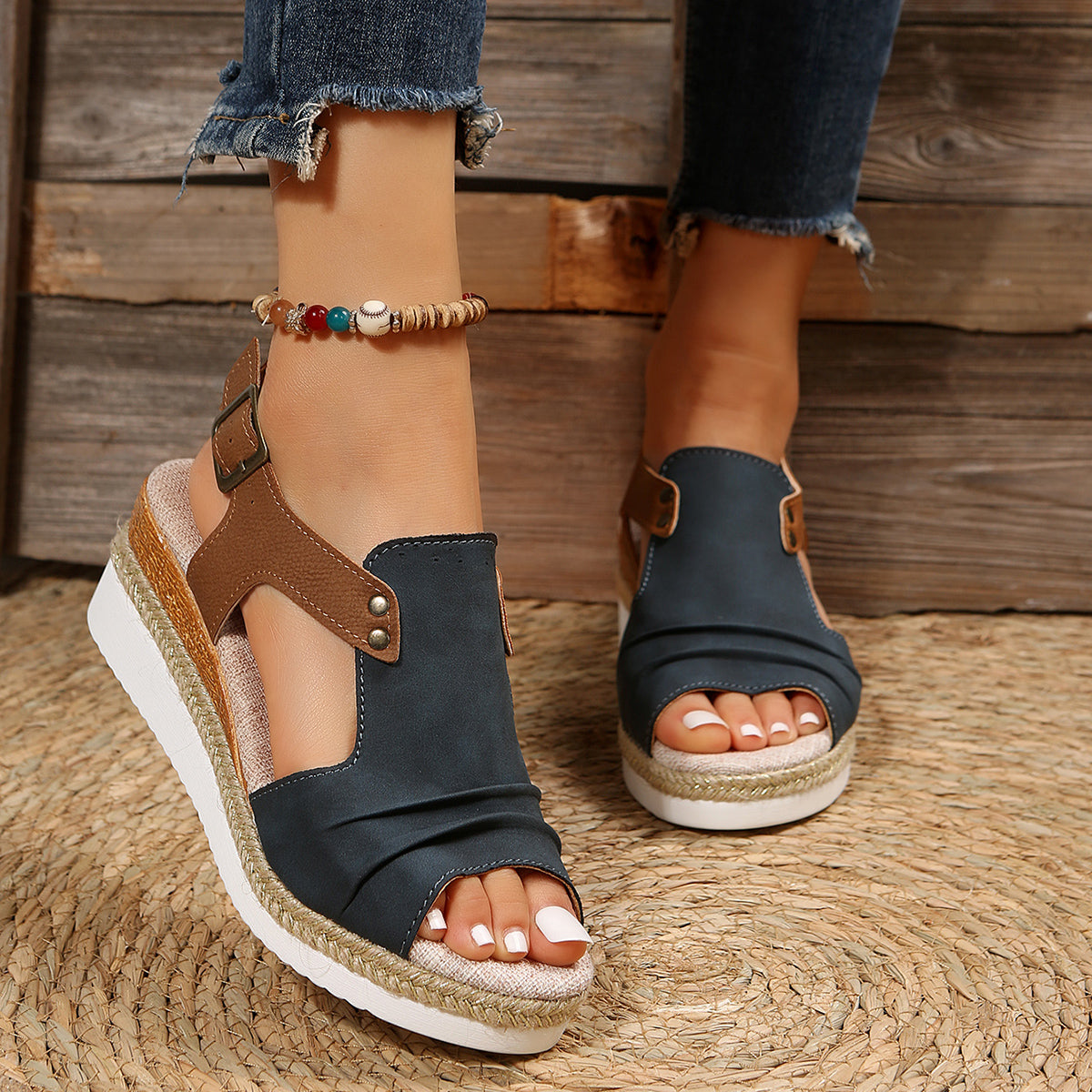 Damen Sandalen Keilabsatz Komfortabel Sommer