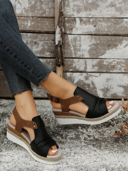 Damen Sandalen Keilabsatz Komfortabel Sommer