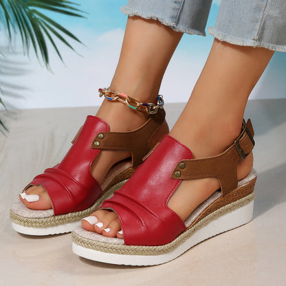 Damen Sandalen Keilabsatz Komfortabel Sommer
