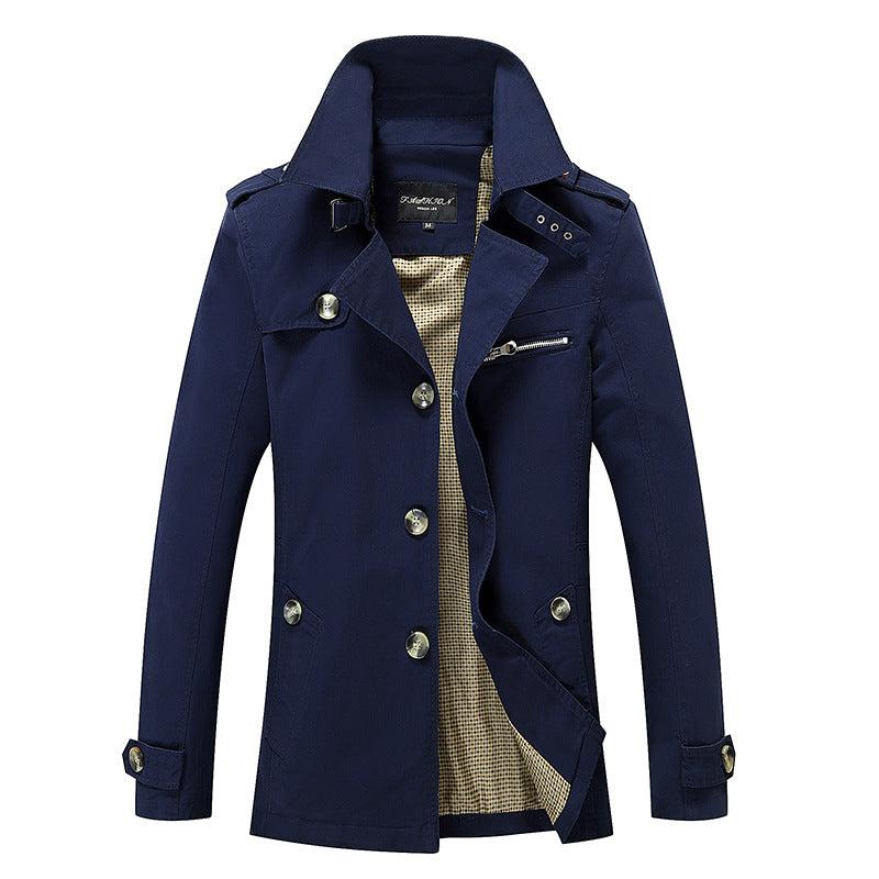 Herren Trenchcoat Lässig Modern mit Taschen