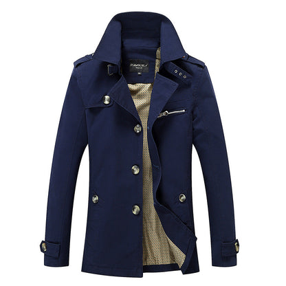 Herren Trenchcoat Lässig Modern mit Taschen